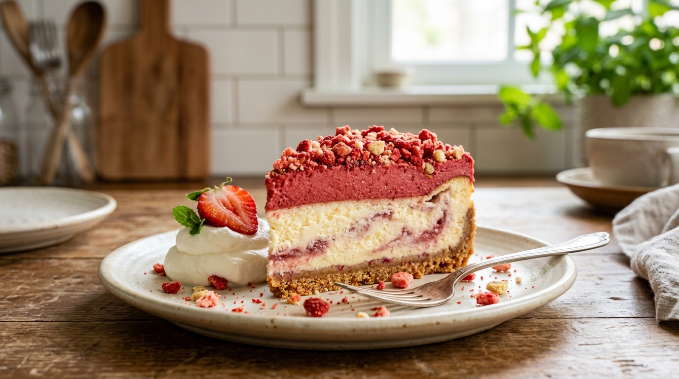 Creamy Strawberry Crunch Dream Cheesecake